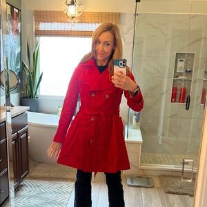 Women's H&M Red Double-Breasted Trench Coat Red size 8